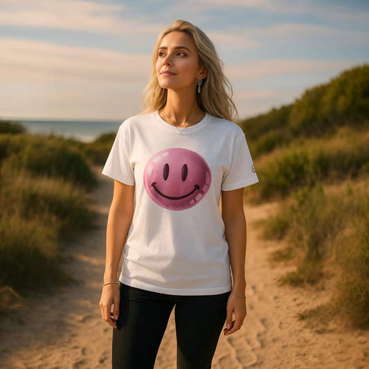 Comfy Loose Fit T-shirt - Happy
