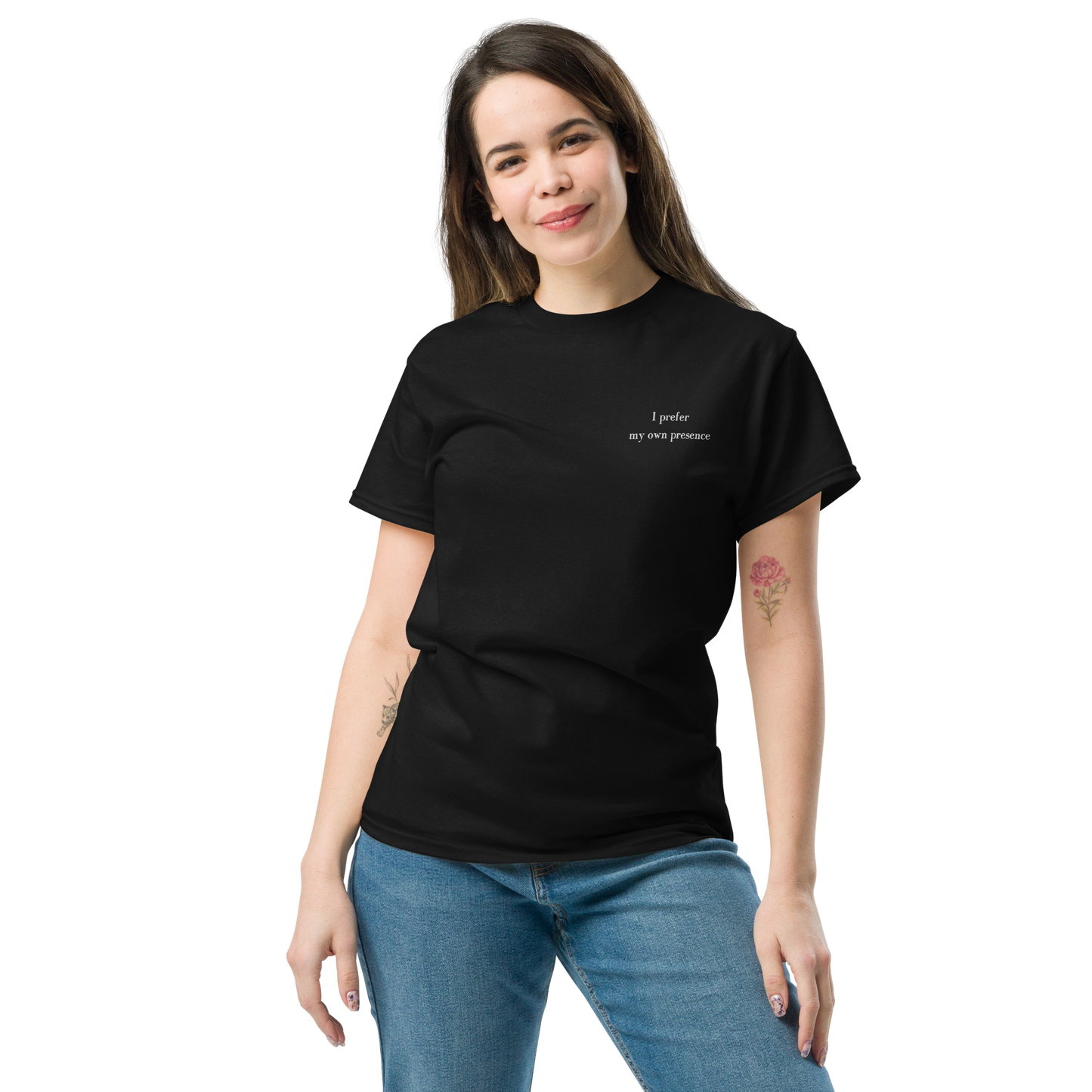 Comfy Loose Fit T-shirt - I prefer my own presence (broderi)
